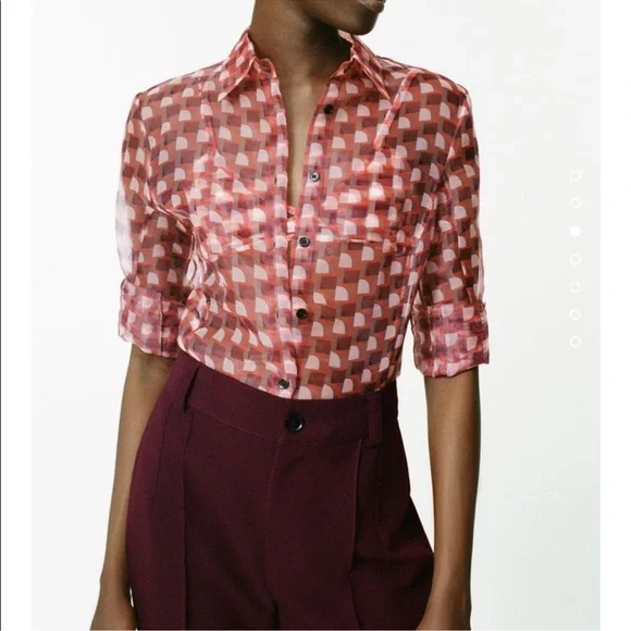 Zara Printed Organza Blouse Small - Picture 1 of 10